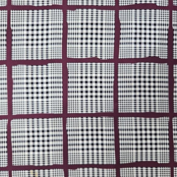 Coach Silk Scarf Glen Plaid Burgundy Maroon - Picture 6 of 8